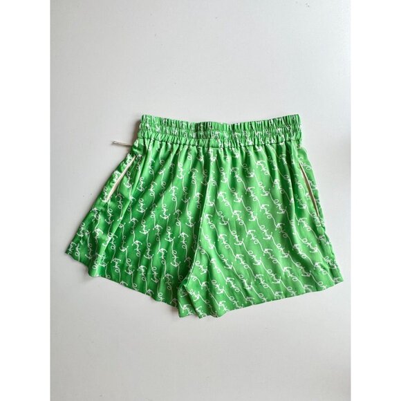 NWOT SANDRO Voillier Green Anchor Print Satin Pajama Playsuit Set, Size 3/42 - Picture 12 of 16